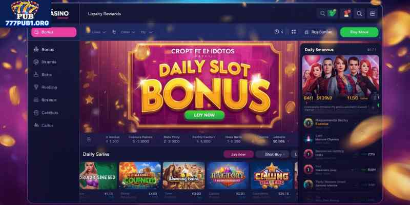 Colorful slot machine with free spins from daily slot bonus